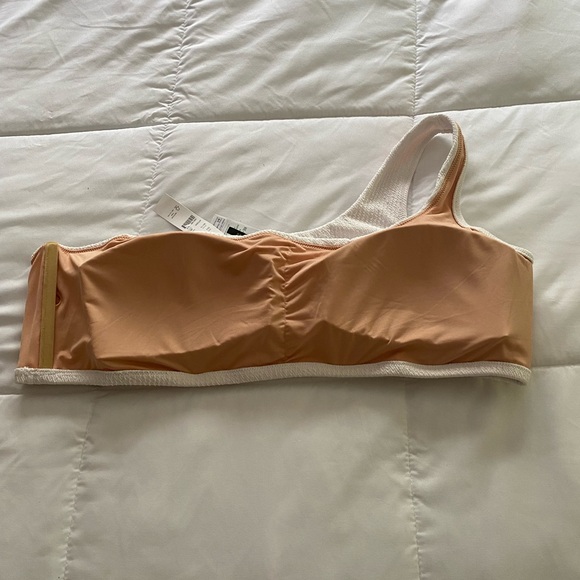 NWT J.CREW white textured one shoulder bikini bathing suit top size 3x - Picture 4 of 9